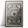 Gothic Wall Art: Dark Zodiac Wheel in Medieval Gothic Print Design