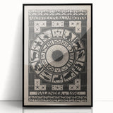 Gothic Wall Art: Dark Zodiac Wheel in Medieval Gothic Print Design