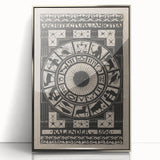 Gothic Wall Art: Dark Zodiac Wheel in Medieval Gothic Print Design