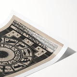 Gothic Wall Art: Dark Zodiac Wheel in Medieval Gothic Print Design