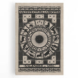 Gothic Wall Art: Dark Zodiac Wheel in Medieval Gothic Print Design