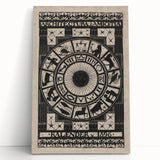 Gothic Wall Art: Dark Zodiac Wheel in Medieval Gothic Print Design