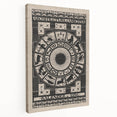 Gothic Wall Art: Dark Zodiac Wheel in Medieval Gothic Print Design