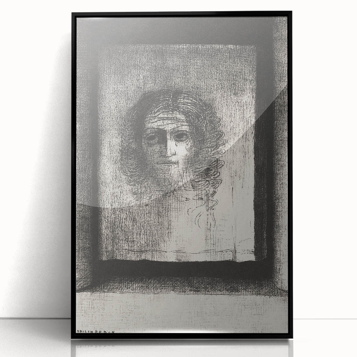 Gothic Wall Art: Mysterious Portrait in Shadowy Gothic Frame Design