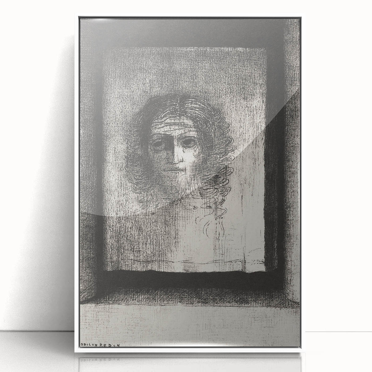 Gothic Wall Art: Mysterious Portrait in Shadowy Gothic Frame Design