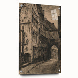 Gothic Wall Art: Medieval Street Scene in Vintage Architecture Print