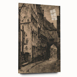Gothic Wall Art: Medieval Street Scene in Vintage Architecture Print