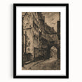 Gothic Wall Art: Medieval Street Scene in Vintage Architecture Print