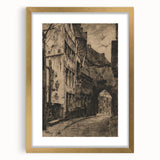 Gothic Wall Art: Medieval Street Scene in Vintage Architecture Print