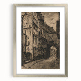 Gothic Wall Art: Medieval Street Scene in Vintage Architecture Print