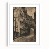 Gothic Wall Art: Medieval Street Scene in Vintage Architecture Print