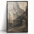 Gothic Wall Art: Medieval Street Scene in Vintage Architecture Print