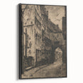 Gothic Wall Art: Medieval Street Scene in Vintage Architecture Print