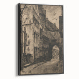 Gothic Wall Art: Medieval Street Scene in Vintage Architecture Print