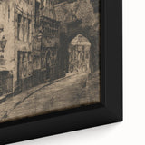 Gothic Wall Art: Medieval Street Scene in Vintage Architecture Print