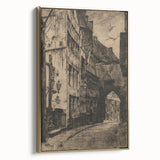 Gothic Wall Art: Medieval Street Scene in Vintage Architecture Print