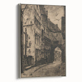 Gothic Wall Art: Medieval Street Scene in Vintage Architecture Print