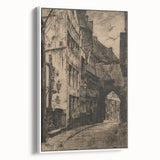 Gothic Wall Art: Medieval Street Scene in Vintage Architecture Print