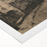 Gothic Wall Art: Medieval Street Scene in Vintage Architecture Print