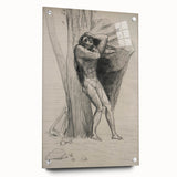 Gothic Wall Art: Dramatic Figure in Dark Sketch with Medieval Themes