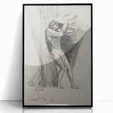 Gothic Wall Art: Dramatic Figure in Dark Sketch with Medieval Themes