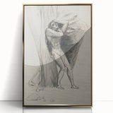 Gothic Wall Art: Dramatic Figure in Dark Sketch with Medieval Themes
