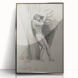 Gothic Wall Art: Dramatic Figure in Dark Sketch with Medieval Themes