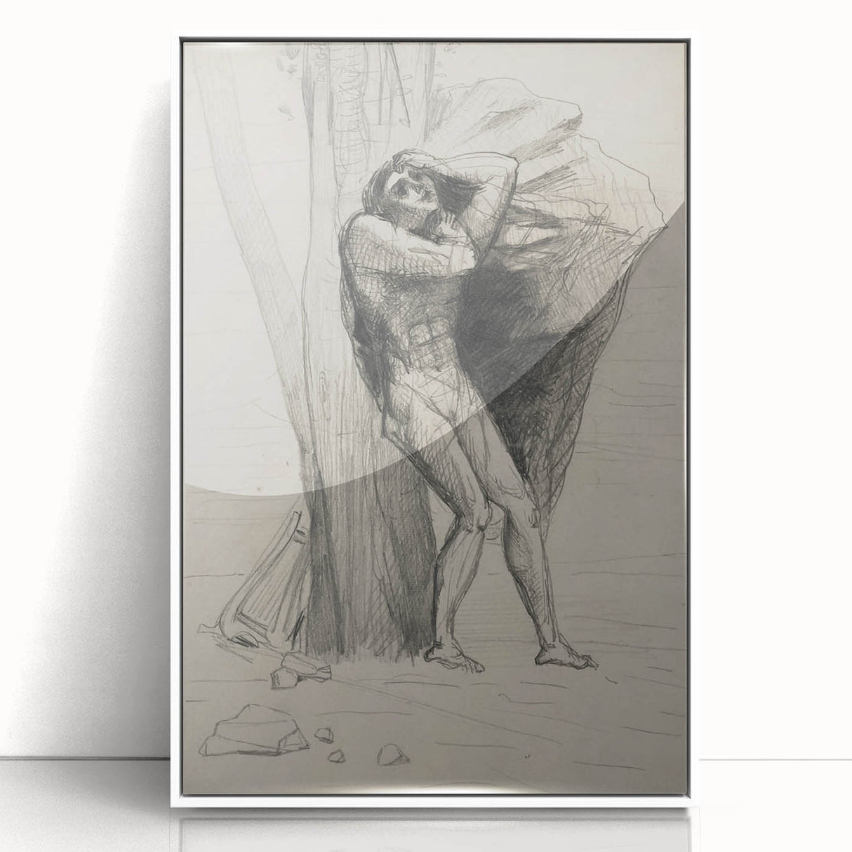 Gothic Wall Art: Dramatic Figure in Dark Sketch with Medieval Themes