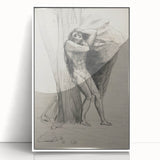 Gothic Wall Art: Dramatic Figure in Dark Sketch with Medieval Themes