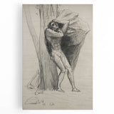 Gothic Wall Art: Dramatic Figure in Dark Sketch with Medieval Themes