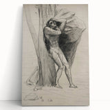 Gothic Wall Art: Dramatic Figure in Dark Sketch with Medieval Themes