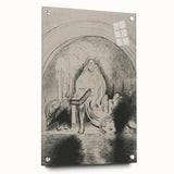 Gothic Wall Art: Mystical Veiled Figure in Vintage Gothic Sketch Design