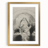Gothic Wall Art: Mystical Veiled Figure in Vintage Gothic Sketch Design