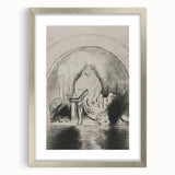 Gothic Wall Art: Mystical Veiled Figure in Vintage Gothic Sketch Design