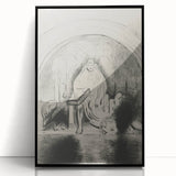 Gothic Wall Art: Mystical Veiled Figure in Vintage Gothic Sketch Design
