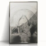 Gothic Wall Art: Mystical Veiled Figure in Vintage Gothic Sketch Design