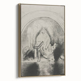 Gothic Wall Art: Mystical Veiled Figure in Vintage Gothic Sketch Design