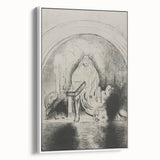 Gothic Wall Art: Mystical Veiled Figure in Vintage Gothic Sketch Design