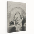 Gothic Wall Art: Mystical Veiled Figure in Vintage Gothic Sketch Design