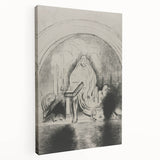 Gothic Wall Art: Mystical Veiled Figure in Vintage Gothic Sketch Design