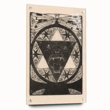 Gothic Wall Art: Fierce Panther with Geometric Symbols in Gothic Print
