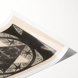 Gothic Wall Art: Fierce Panther with Geometric Symbols in Gothic Print