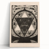 Gothic Wall Art: Fierce Panther with Geometric Symbols in Gothic Print