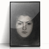 Intense Portrait Sketch - Mysterious Gothic Character Wall Art Print