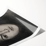 Intense Portrait Sketch - Mysterious Gothic Character Wall Art Print