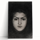 Intense Portrait Sketch - Mysterious Gothic Character Wall Art Print