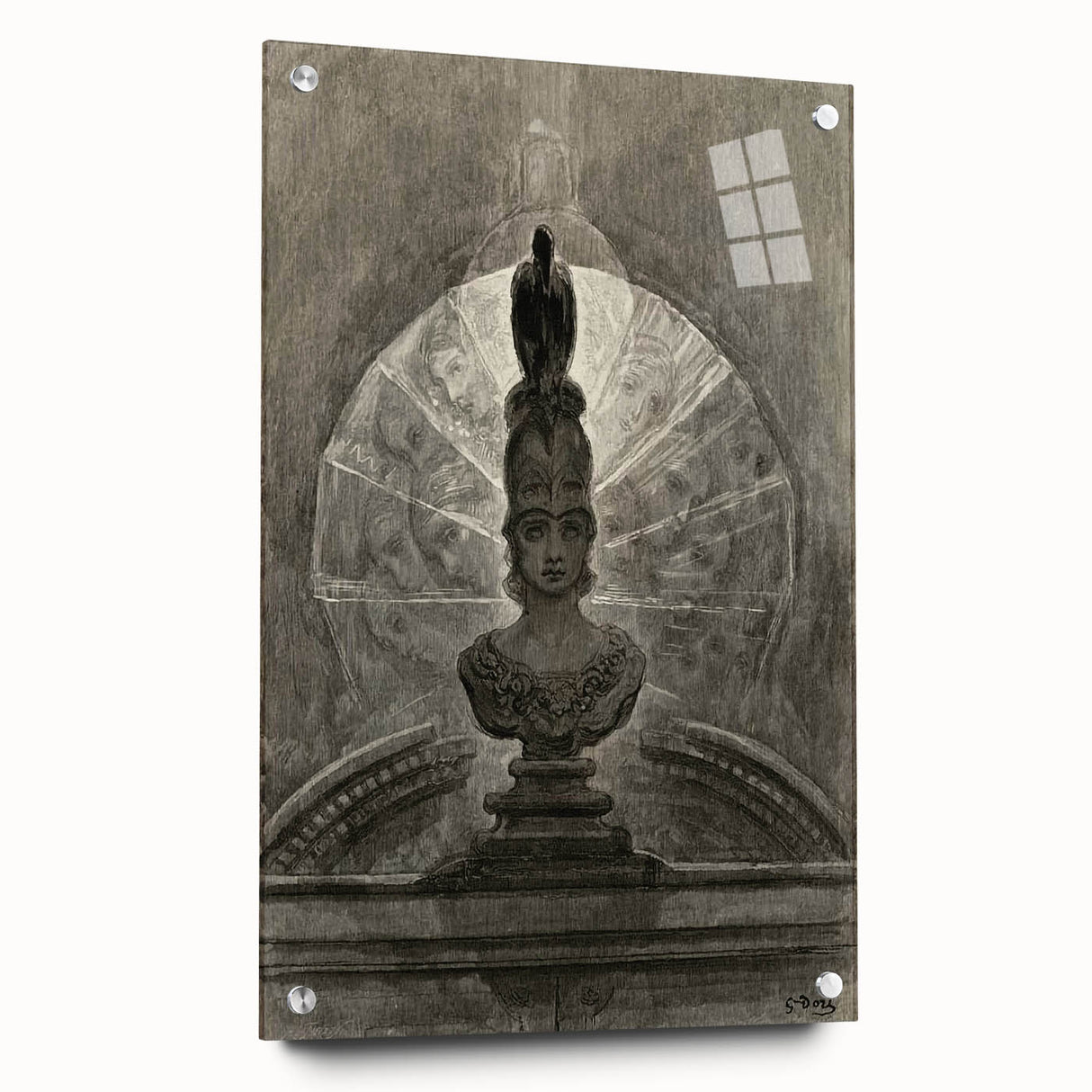 Gothic Wall Art - Medieval Bust with Dark Raven in Vintage Gothic Print