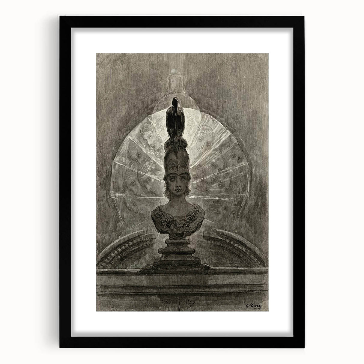 Gothic Wall Art - Medieval Bust with Dark Raven in Vintage Gothic Print
