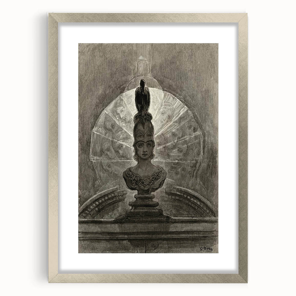Gothic Wall Art - Medieval Bust with Dark Raven in Vintage Gothic Print