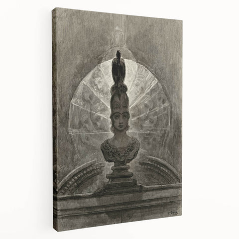 Gothic Wall Art - Medieval Bust with Dark Raven in Vintage Gothic Print
